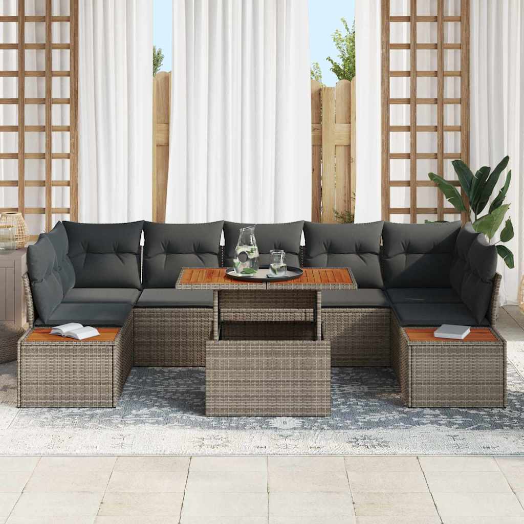 Kerti Kanapé Szett tárolóval 8 pcs Szürke Poli rattan
