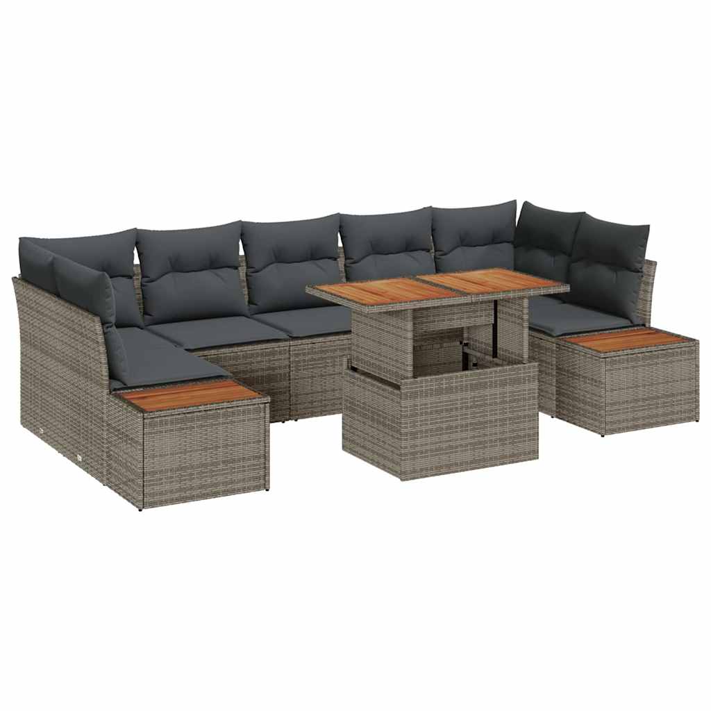 Kerti Kanapé Szett tárolóval 8 pcs Szürke Poli rattan