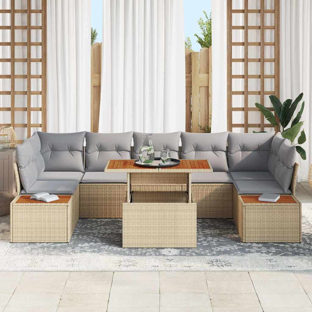 Kerti Kanapé Szett tárolóval 8 pcs Bézs Poli rattan