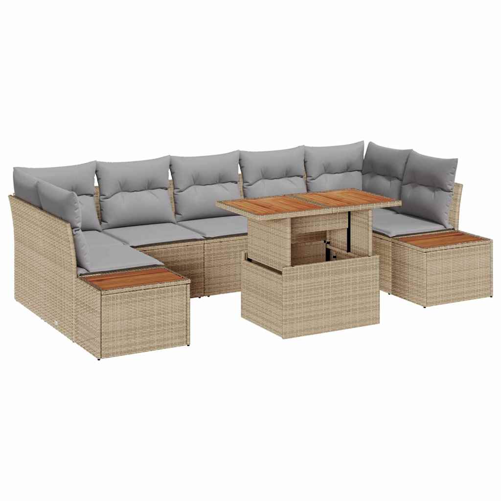 Kerti Kanapé Szett tárolóval 8 pcs Bézs Poli rattan