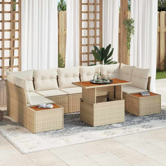 Kerti Kanapé Szett tárolóval 8 pcs Bézs Poli rattan