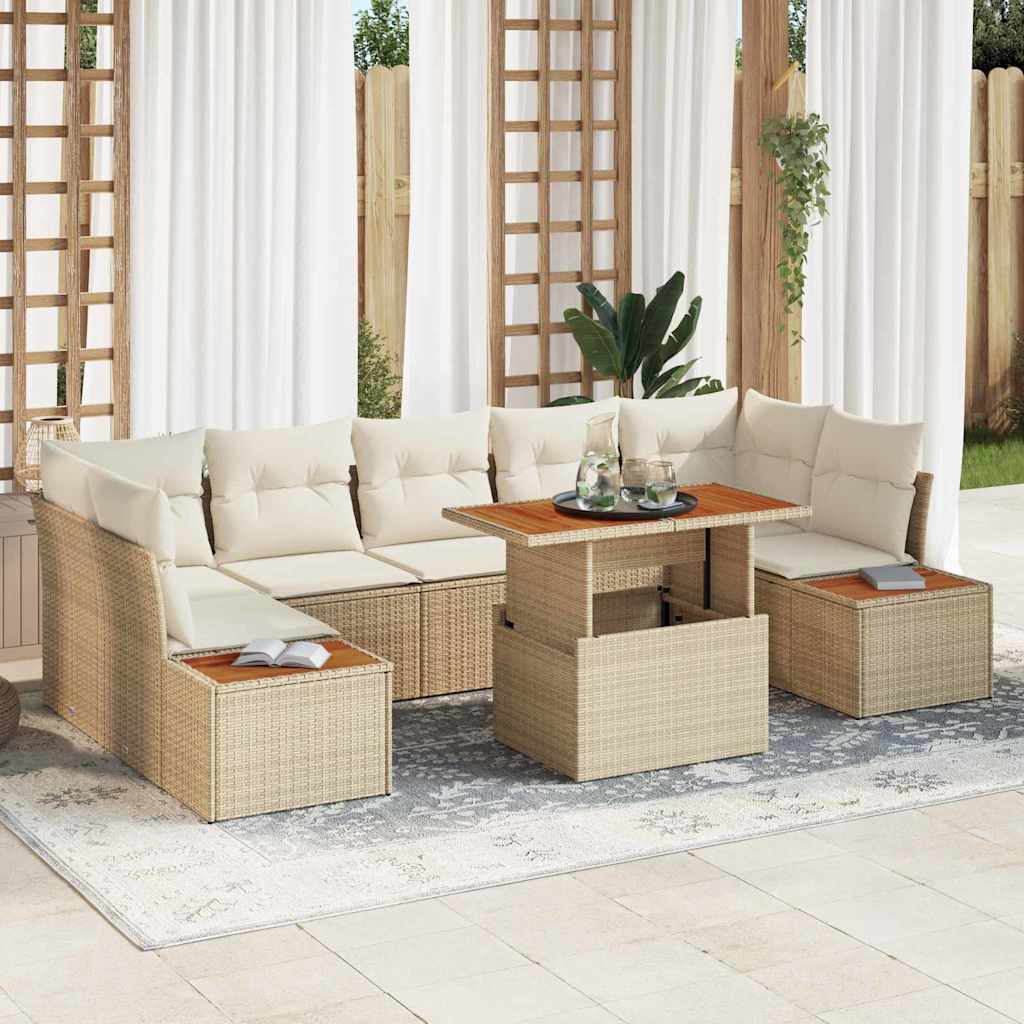 Kerti Kanapé Szett tárolóval 8 pcs Bézs Poli rattan