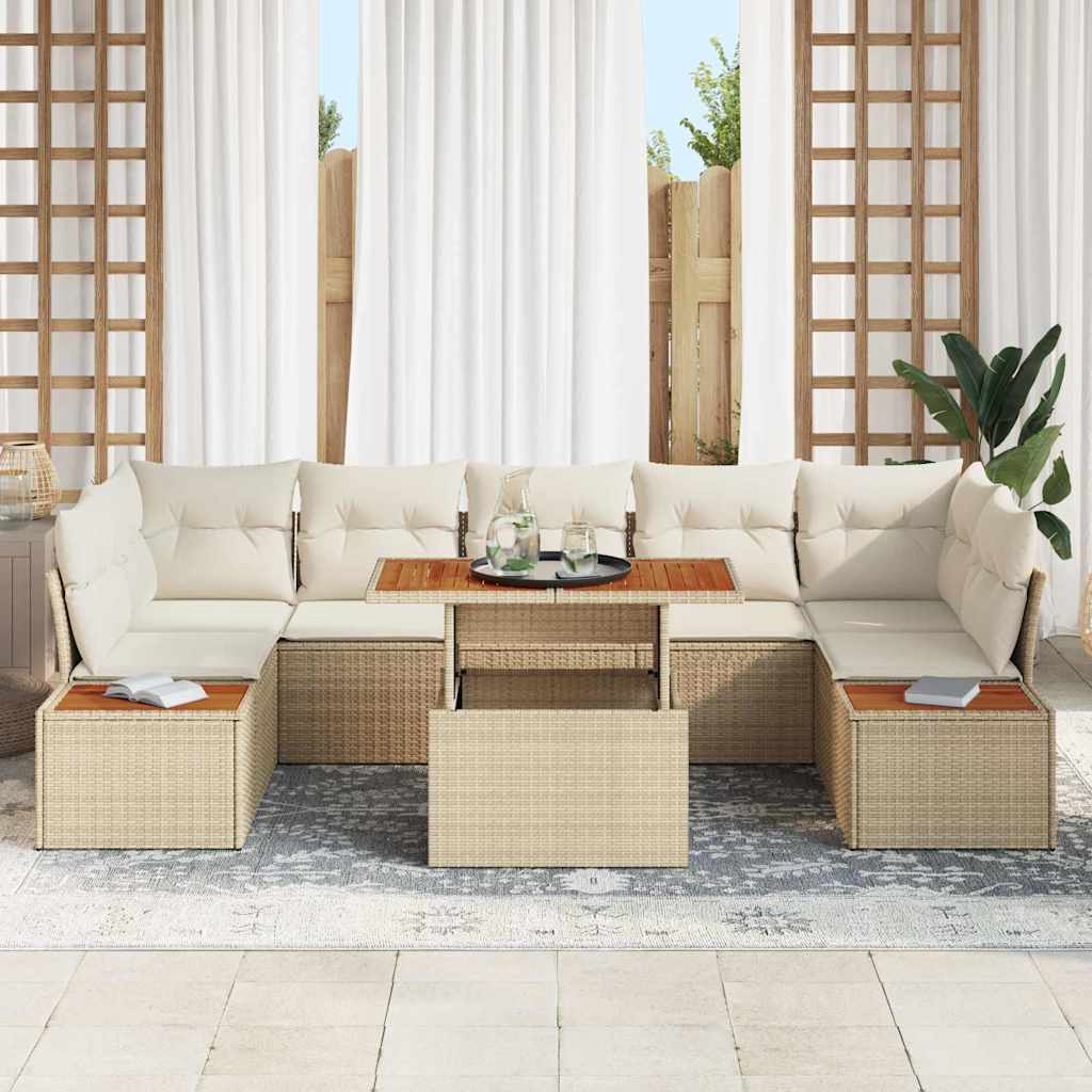 Kerti Kanapé Szett tárolóval 8 pcs Bézs Poli rattan