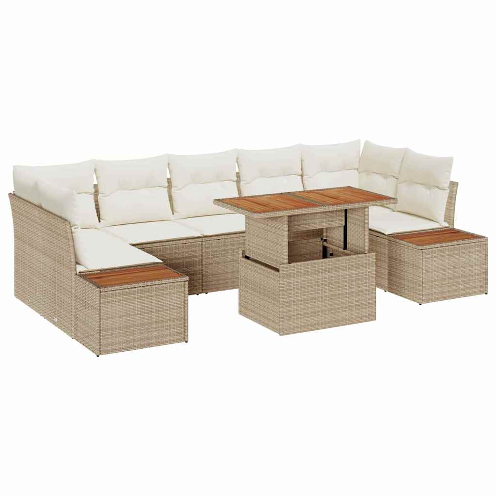 Kerti Kanapé Szett tárolóval 8 pcs Bézs Poli rattan
