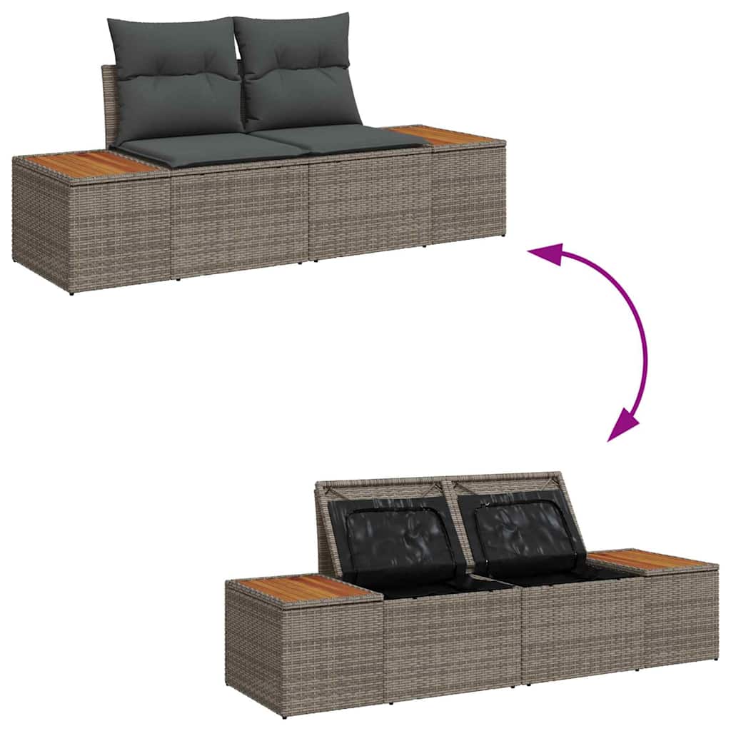 Kerti Kanapé Szett tárolóval 9 pcs Szürke Poli rattan
