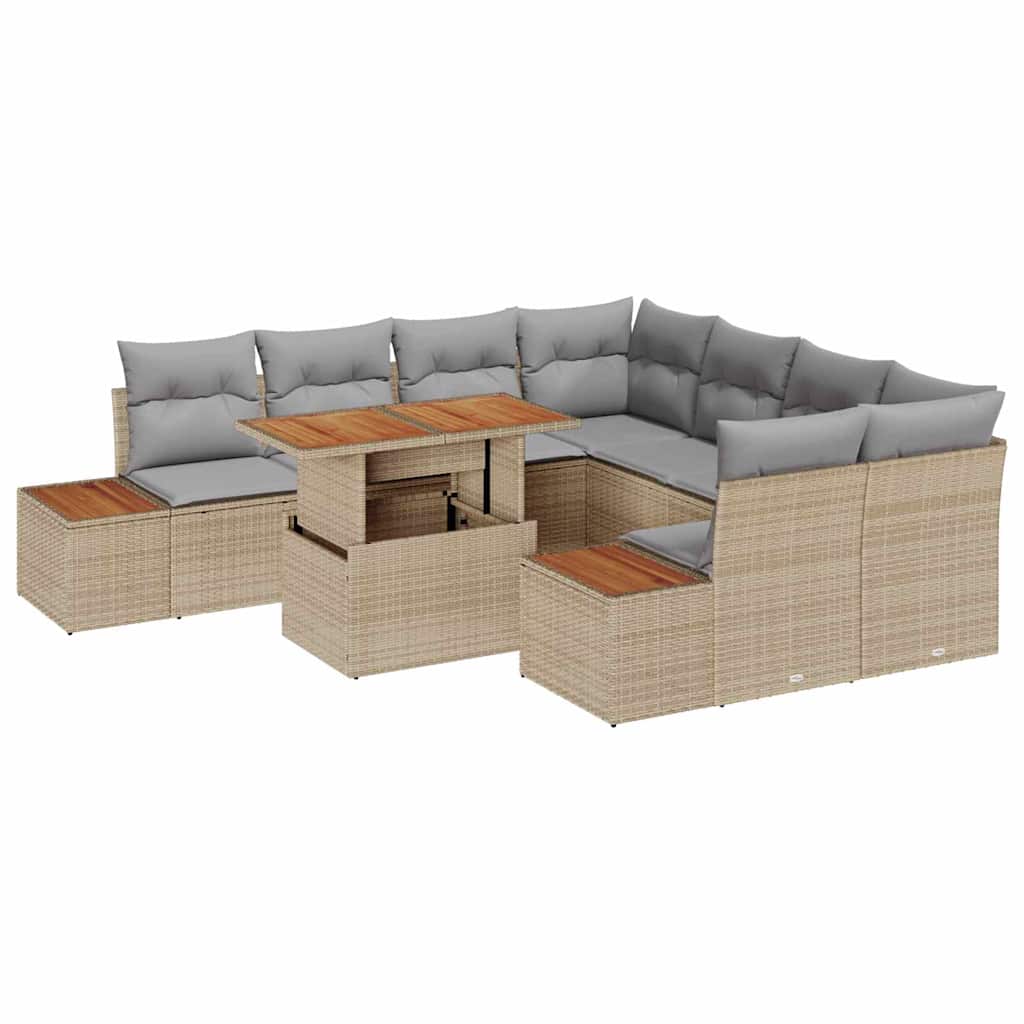 Kerti Kanapé Szett tárolóval 9 pcs Bézs Poli rattan