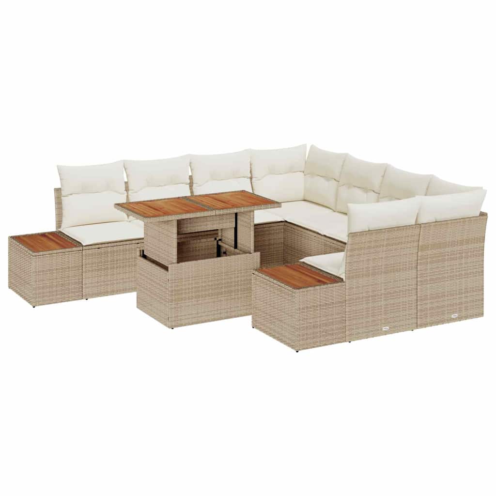 Kerti Kanapé Szett tárolóval 9 pcs Bézs Poli rattan