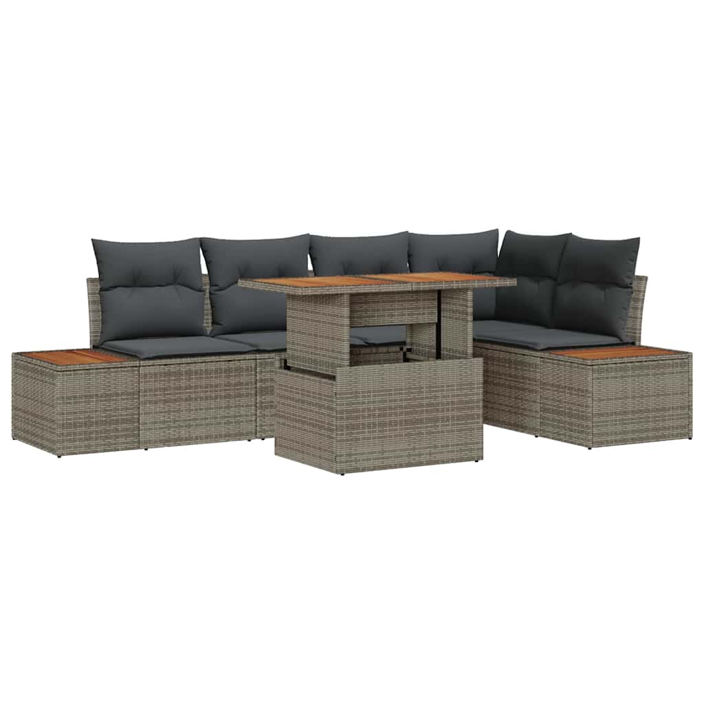 Kerti Kanapé Szett tárolóval 6 pcs Szürke Poli rattan
