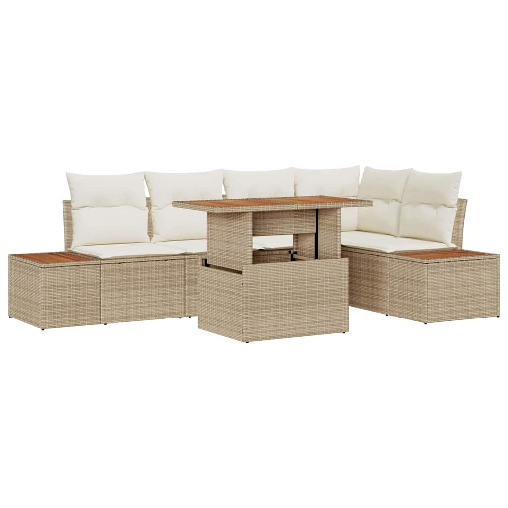 Kerti Kanapé Szett tárolóval 6 pcs Bézs Poli rattan