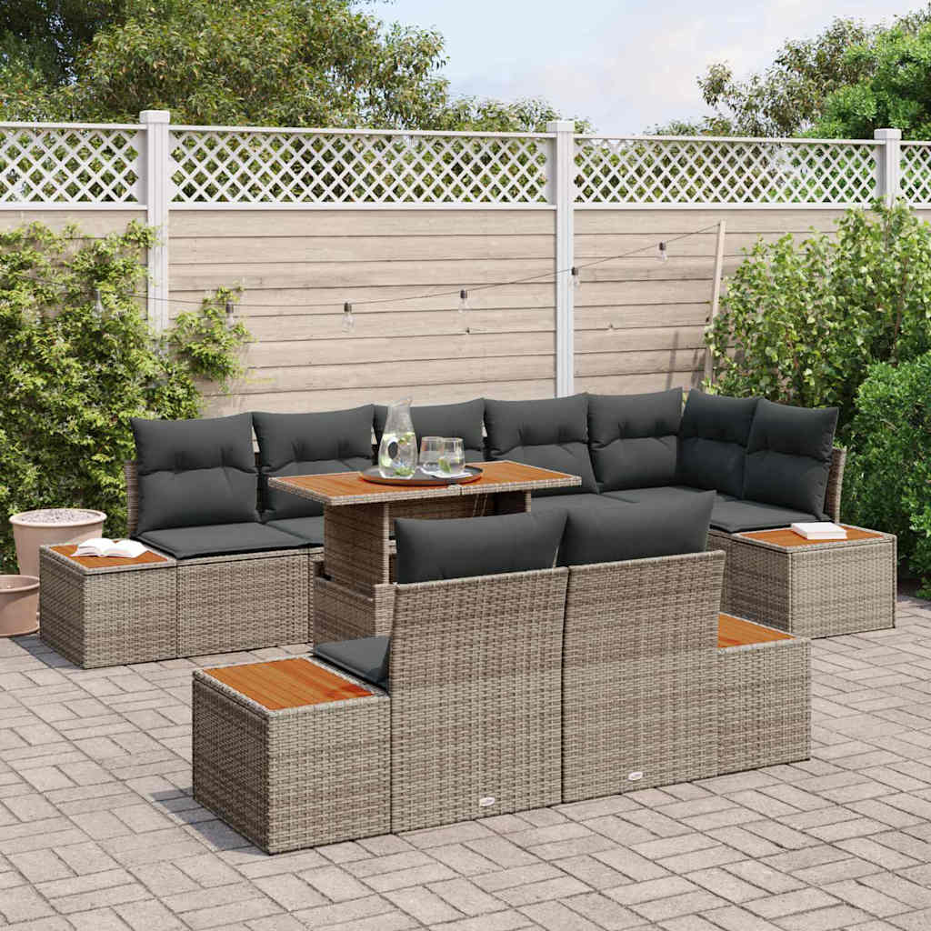Kerti Kanapé Szett tárolóval 9 pcs Szürke Poli rattan