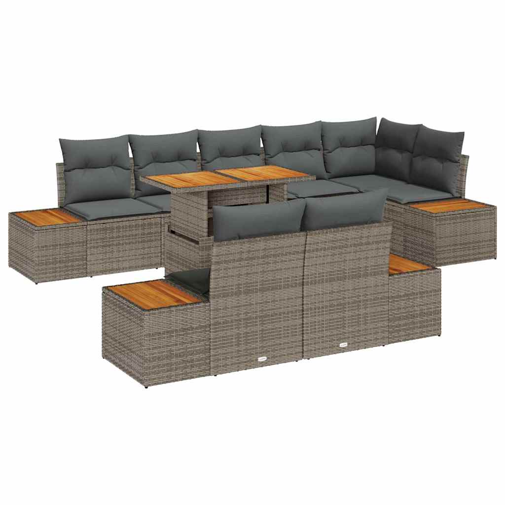Kerti Kanapé Szett tárolóval 9 pcs Szürke Poli rattan