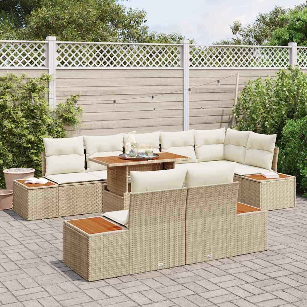 Kerti Kanapé Szett tárolóval 9 pcs Bézs Poli rattan