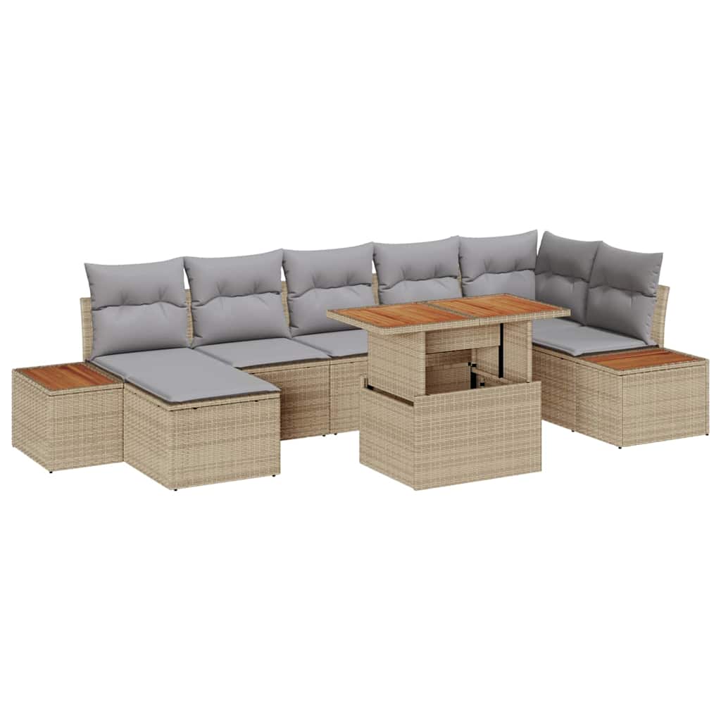 Kerti Kanapé Szett tárolóval 8 pcs Bézs Poli rattan