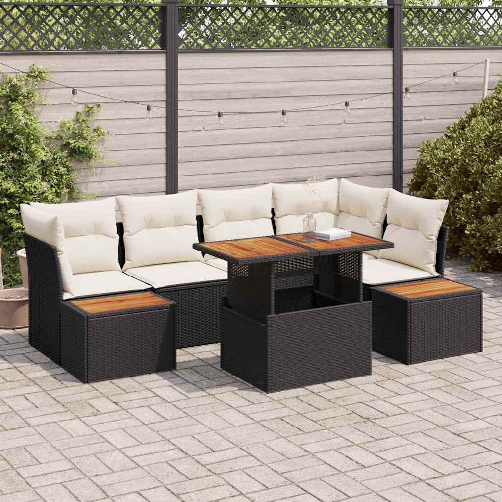 Kerti Kanapé Szett tárolóval 10 pcs Fekete Poli rattan