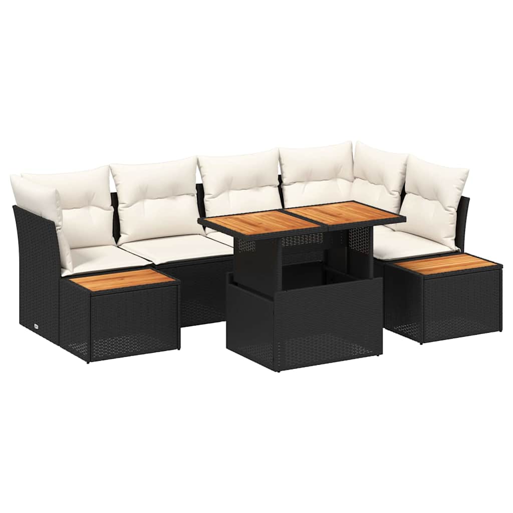 Kerti Kanapé Szett tárolóval 10 pcs Fekete Poli rattan