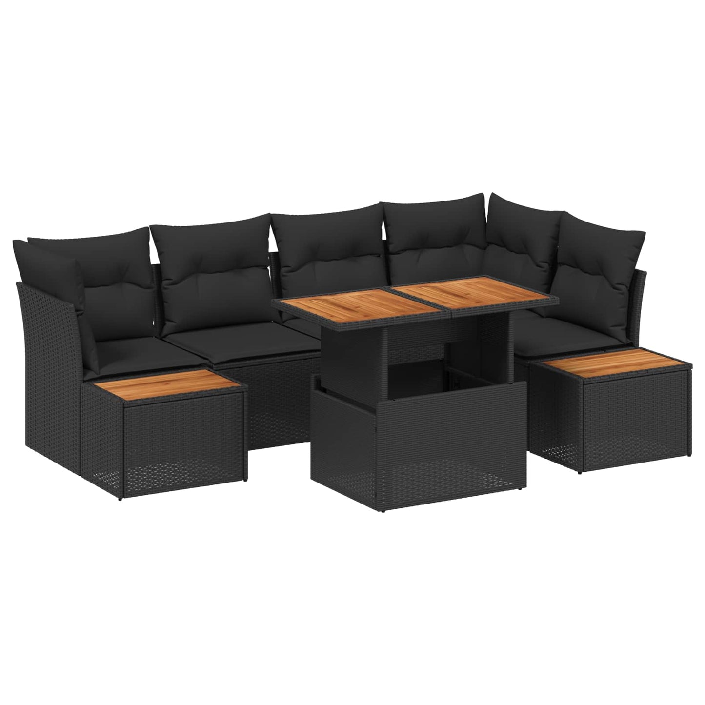 Kerti Kanapé Szett tárolóval 10 pcs Fekete Poli rattan