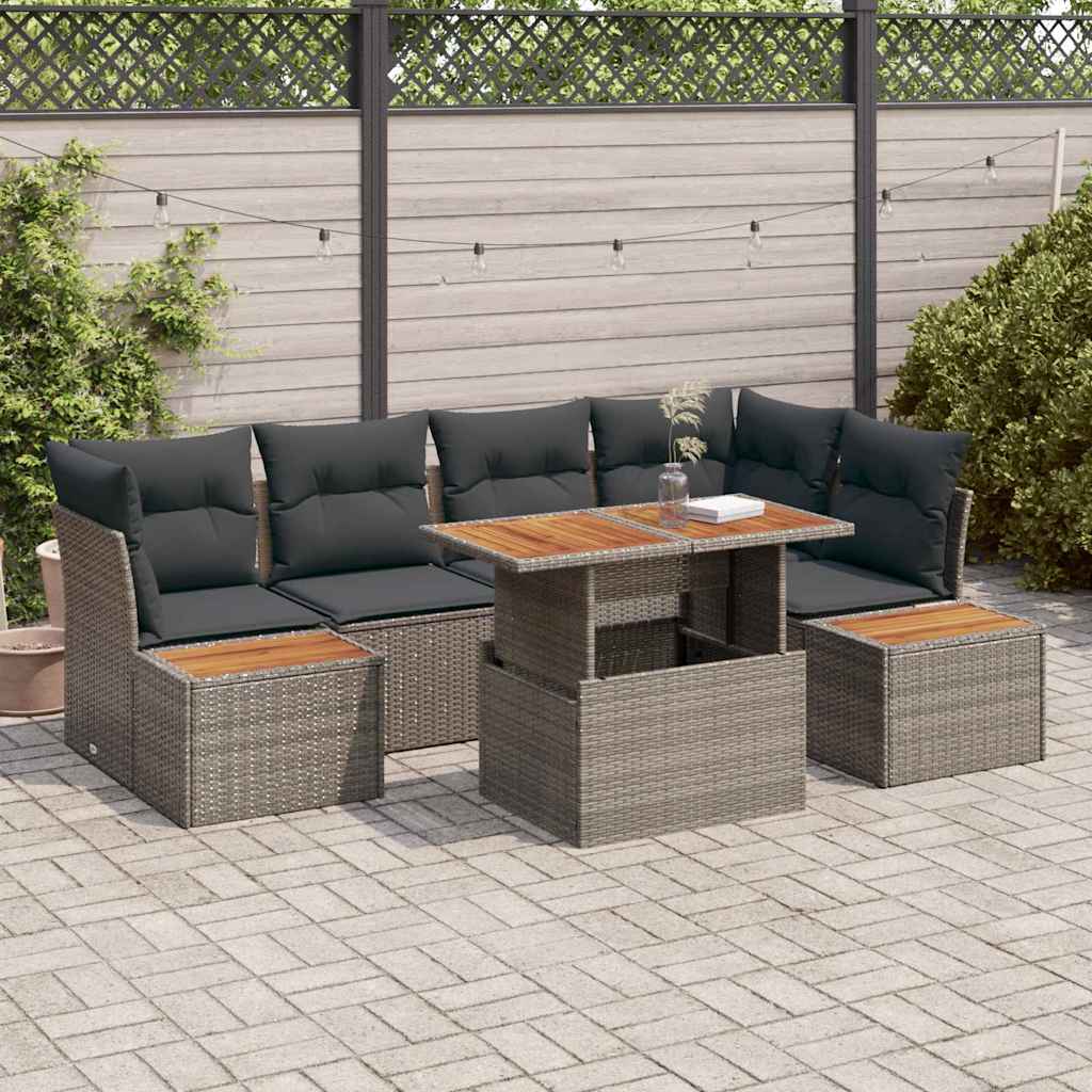 Kerti Kanapé Szett tárolóval 10 pcs Szürke Poli rattan