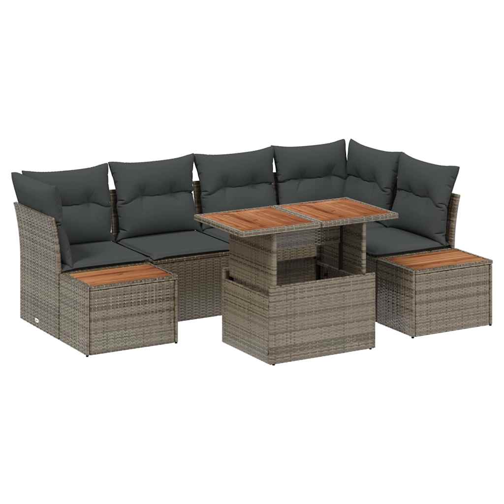 Kerti Kanapé Szett tárolóval 10 pcs Szürke Poli rattan