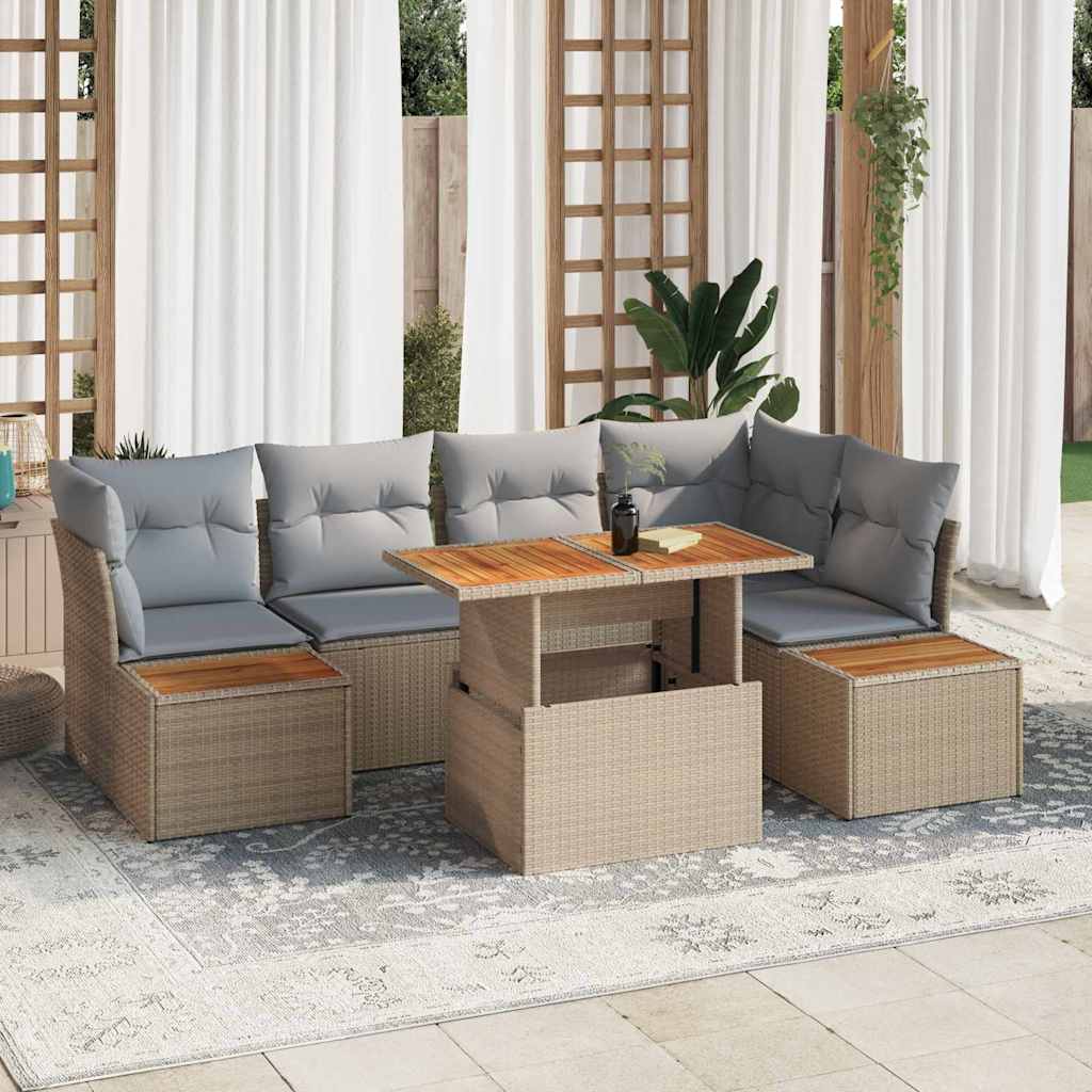 Kerti Kanapé Szett tárolóval 10 pcs Bézs Poli rattan