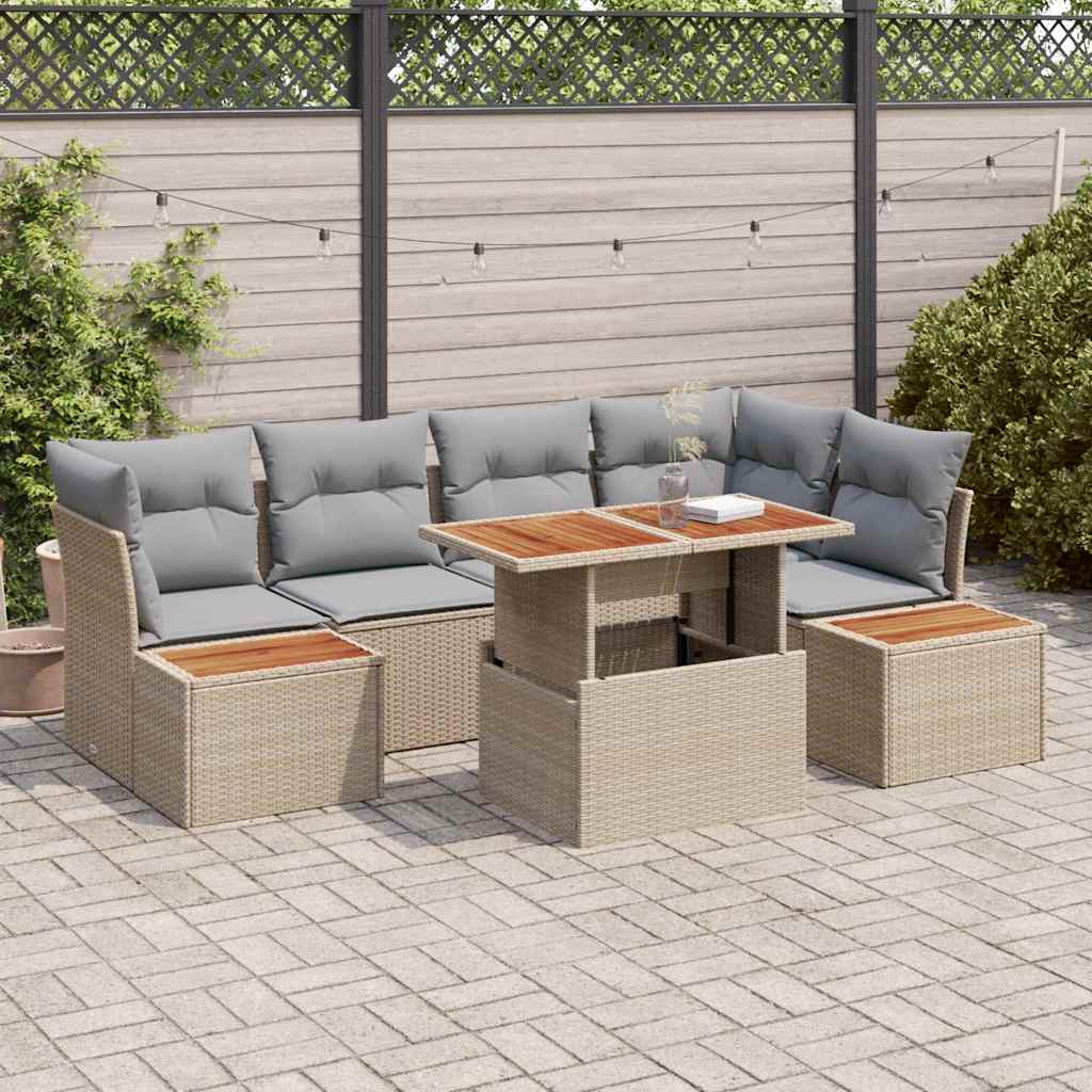Kerti Kanapé Szett tárolóval 10 pcs Bézs Poli rattan