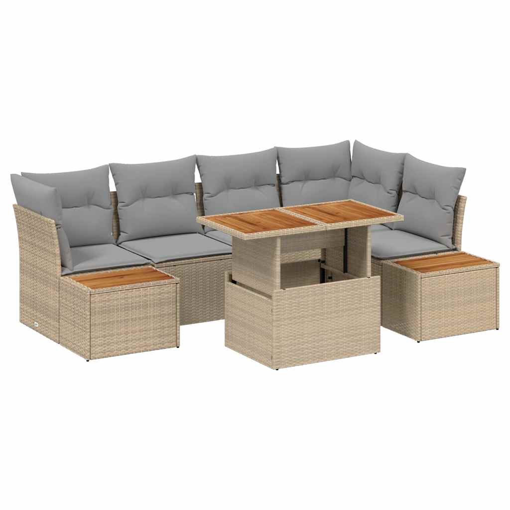 Kerti Kanapé Szett tárolóval 10 pcs Bézs Poli rattan