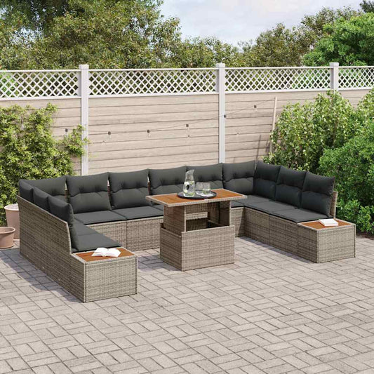 Kerti Kanapé Szett tárolóval 11 pcs Szürke Poli rattan