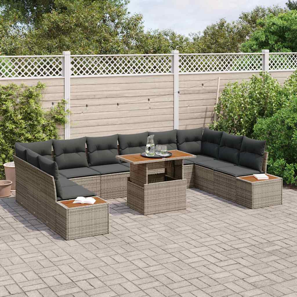 Kerti Kanapé Szett tárolóval 11 pcs Szürke Poli rattan