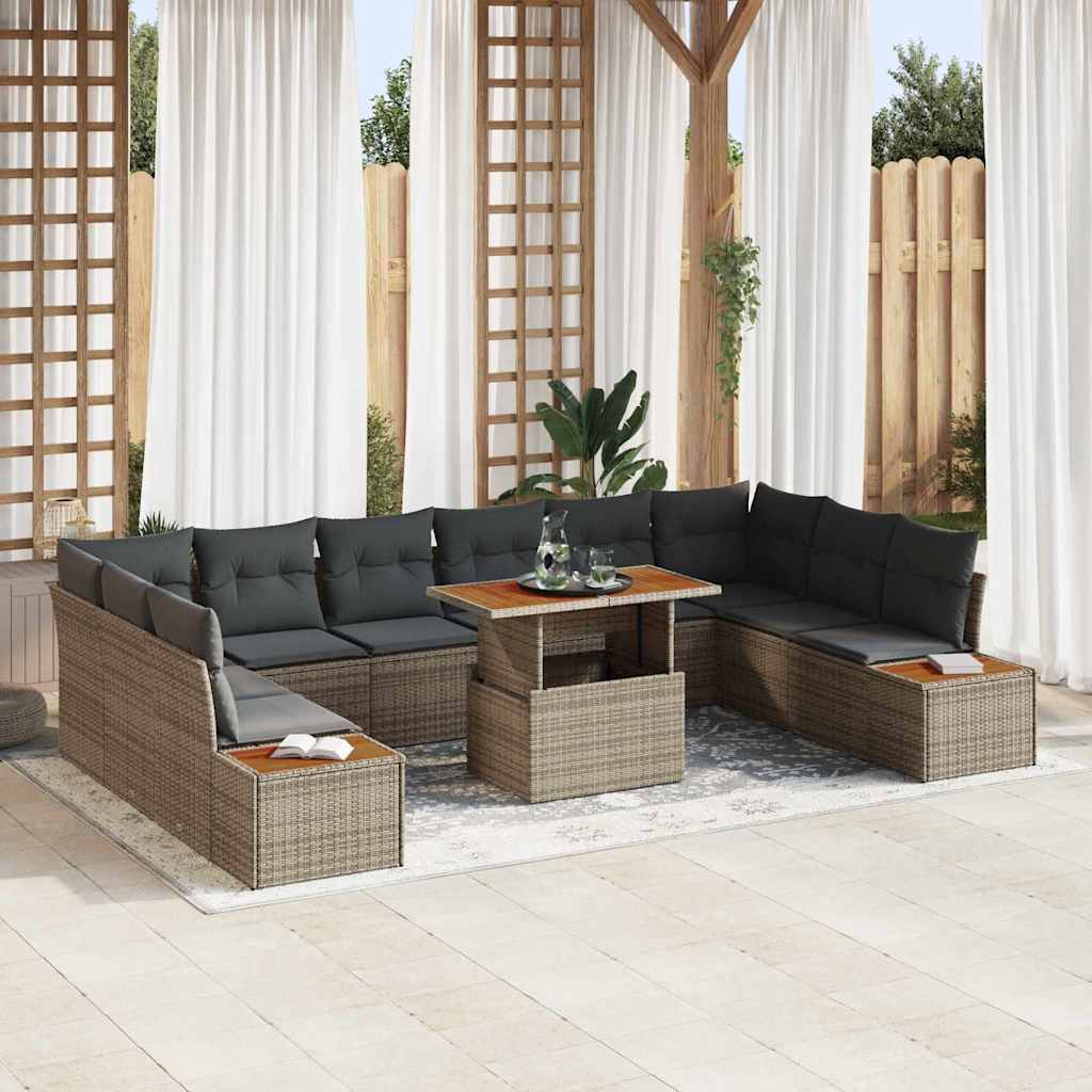 Kerti Kanapé Szett tárolóval 11 pcs Szürke Poli rattan