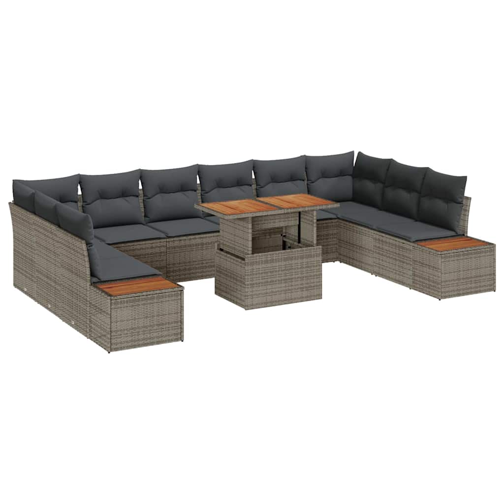 Kerti Kanapé Szett tárolóval 11 pcs Szürke Poli rattan