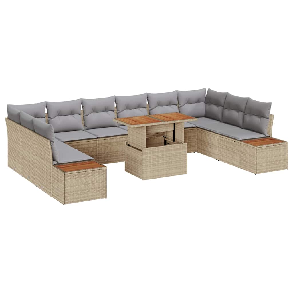 Kerti Kanapé Szett tárolóval 11 pcs Bézs Poli rattan