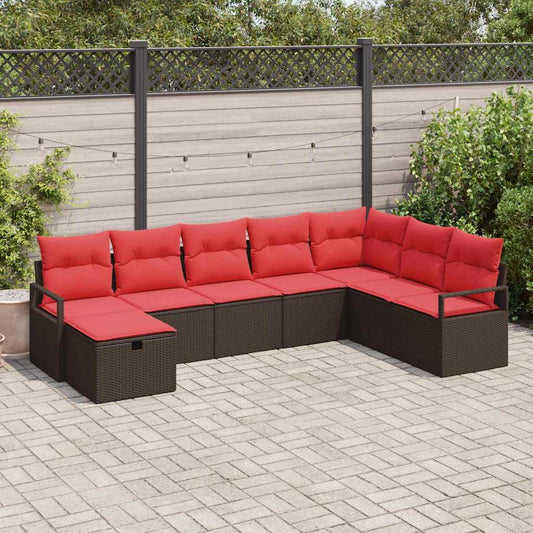 Kanapé Szett párnával tárolóval 8 pcs Barna polirattan