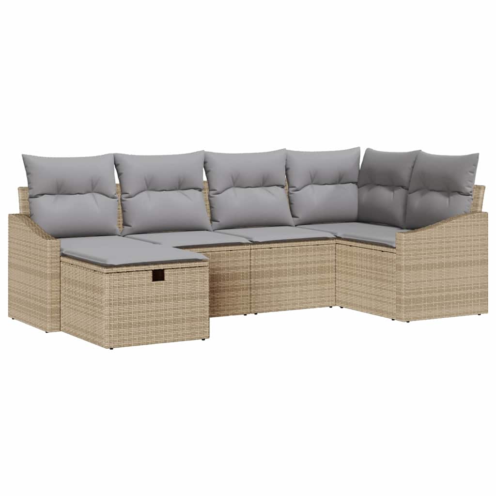 Kanapé Szett 6 db Beige és Világosszürke polirattan