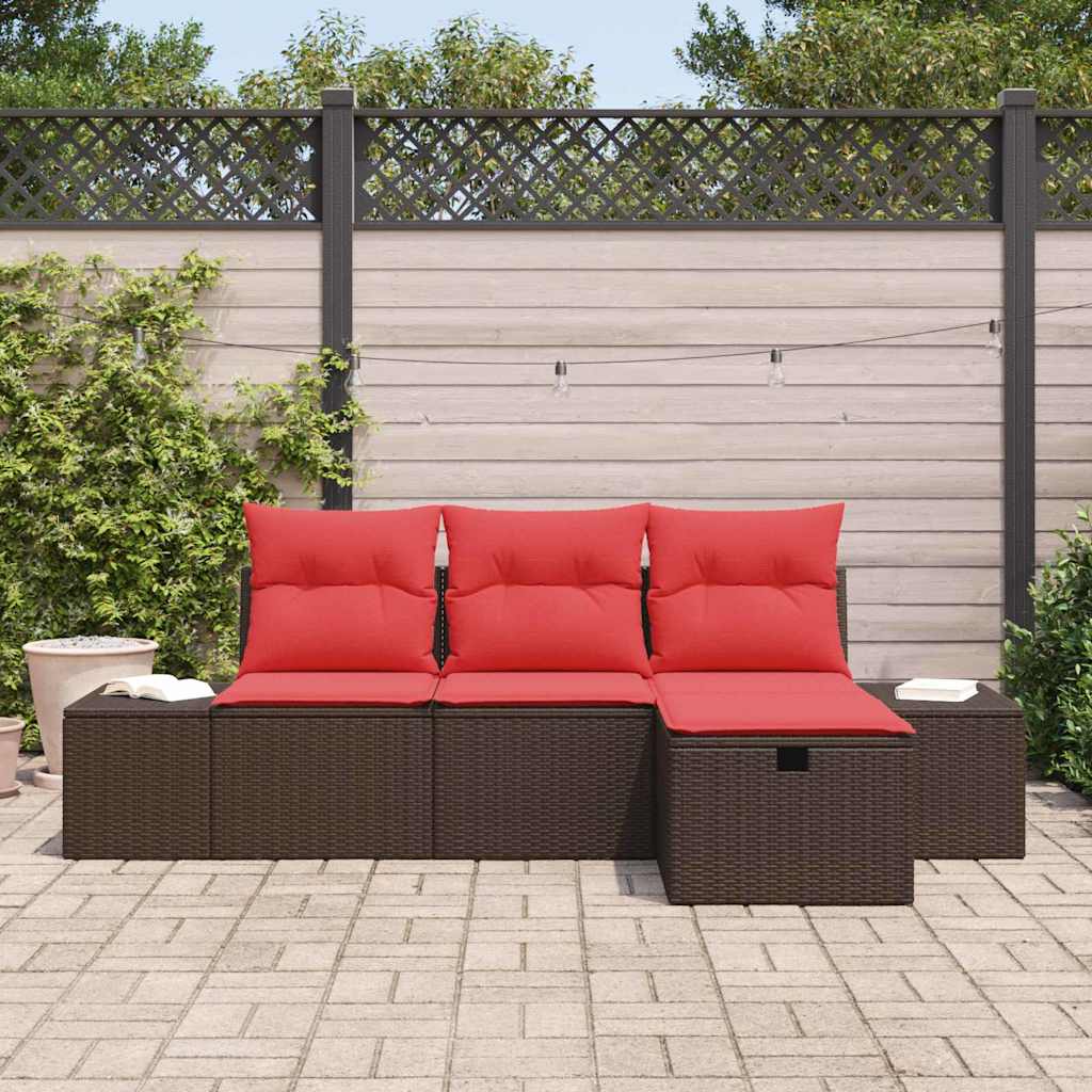 Kerti Kanapé Szett párnával tárolóval 4 pcs polirattan