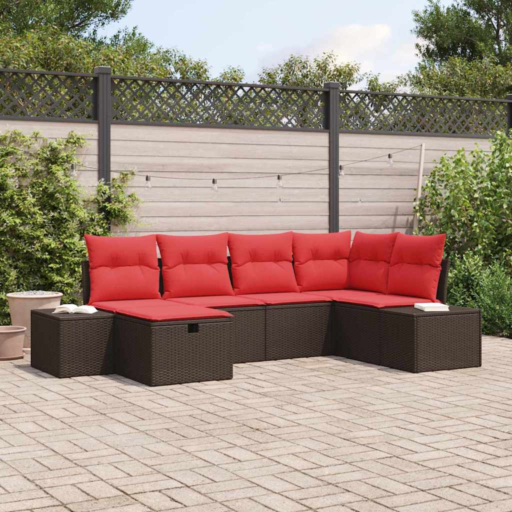Kerti Kanapé Szett párnával 6 pcs Barna polirattan