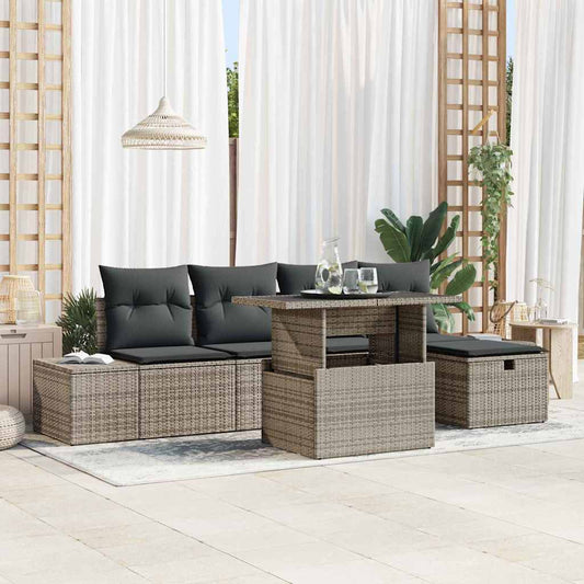 Kerti Kanapé Szett párnával tárolóval 6 pcs Poli rattan