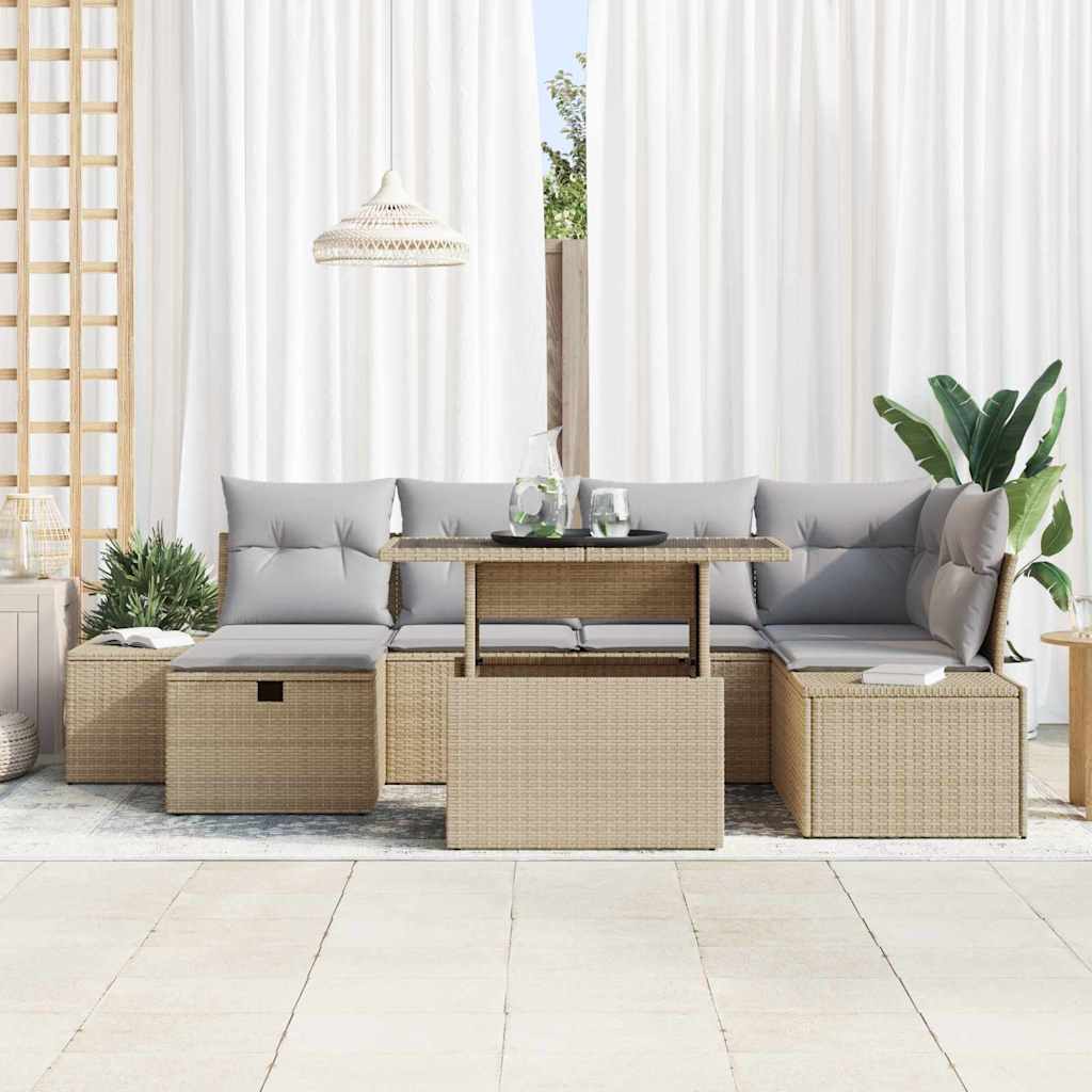 Kerti Kanapé Szett 7 db polirattan