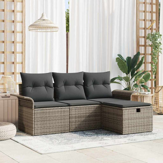 Kerti Kanapé Szett párnával tárolóval 4 pcs Poli rattan