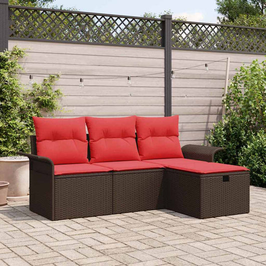 Kerti Kanapé Szett párnával tárolóval 4 pcs Poli rattan