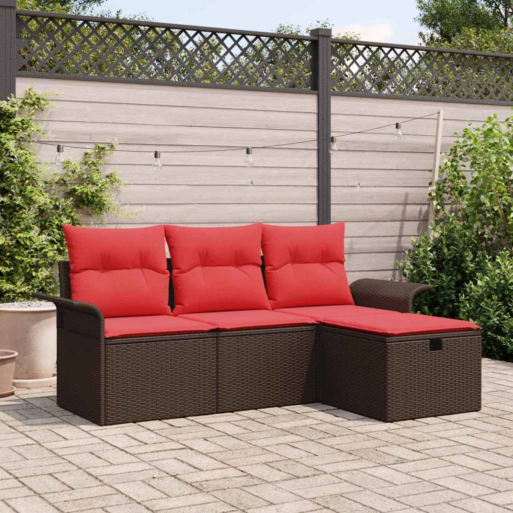 Kerti Kanapé Szett párnával tárolóval 4 pcs Poli rattan
