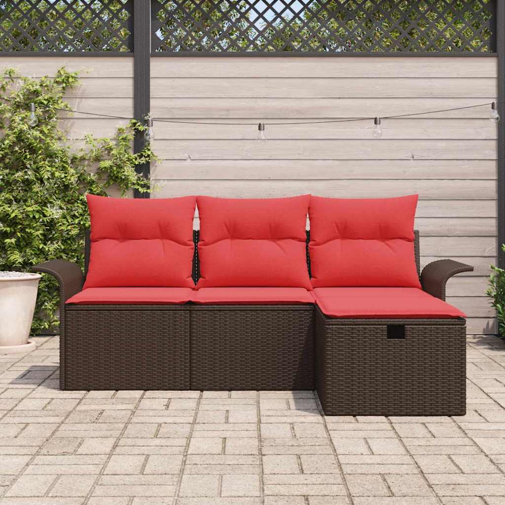 Kerti Kanapé Szett párnával tárolóval 4 pcs Poli rattan