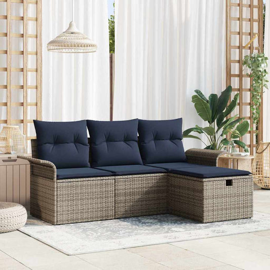 Kerti Kanapé Szett párnával tárolóval 4 pcs Poli rattan