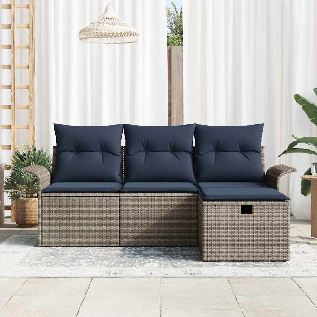 Kerti Kanapé Szett párnával tárolóval 4 pcs Poli rattan
