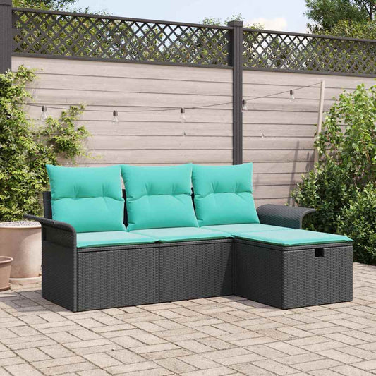 Kerti Kanapé Szett párnával tárolóval 4 pcs Poli rattan