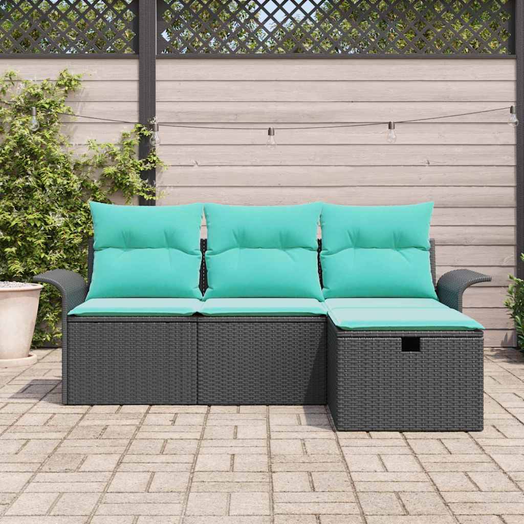 Kerti Kanapé Szett párnával tárolóval 4 pcs Poli rattan