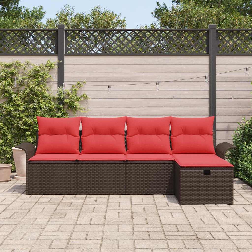 Kerti Kanapé Szett párnával tárolóval 5 pcs Poli rattan