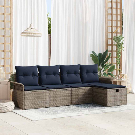 Kerti Kanapé Szett párnával tárolóval 5 pcs Poli rattan