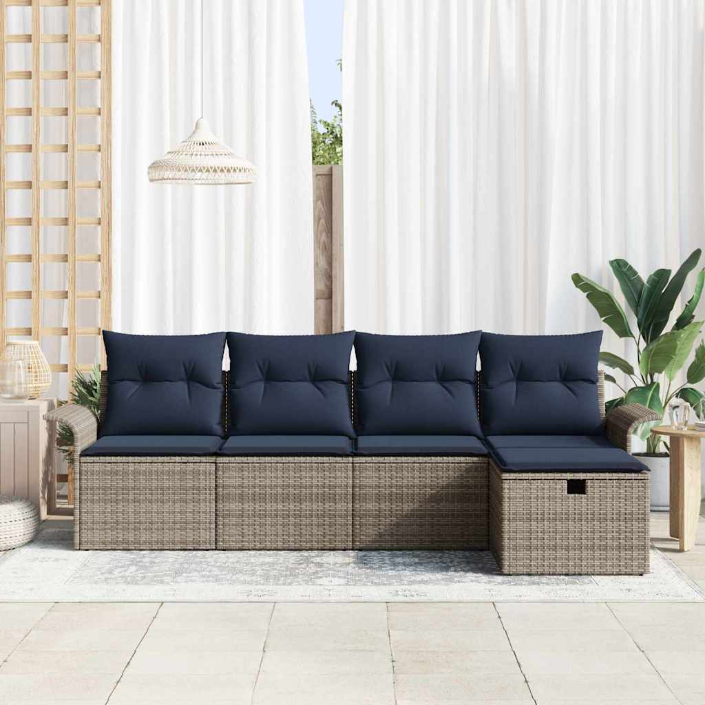 Kerti Kanapé Szett párnával tárolóval 5 pcs Poli rattan
