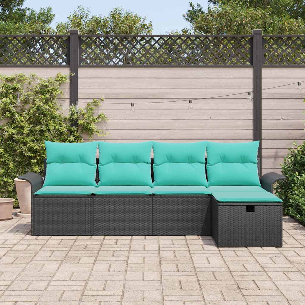 Kerti Kanapé Szett párnával tárolóval 5 pcs Poli rattan
