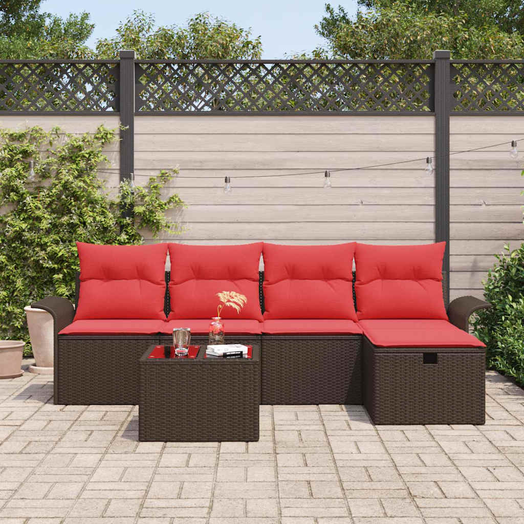 Kerti Kanapé Szett párnával tárolóval 6 pcs Poli rattan