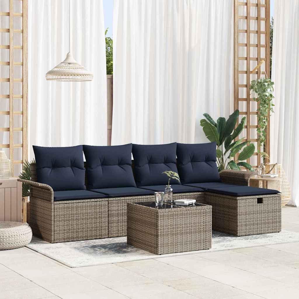 Kerti Kanapé Szett párnával tárolóval 6 pcs Poli rattan